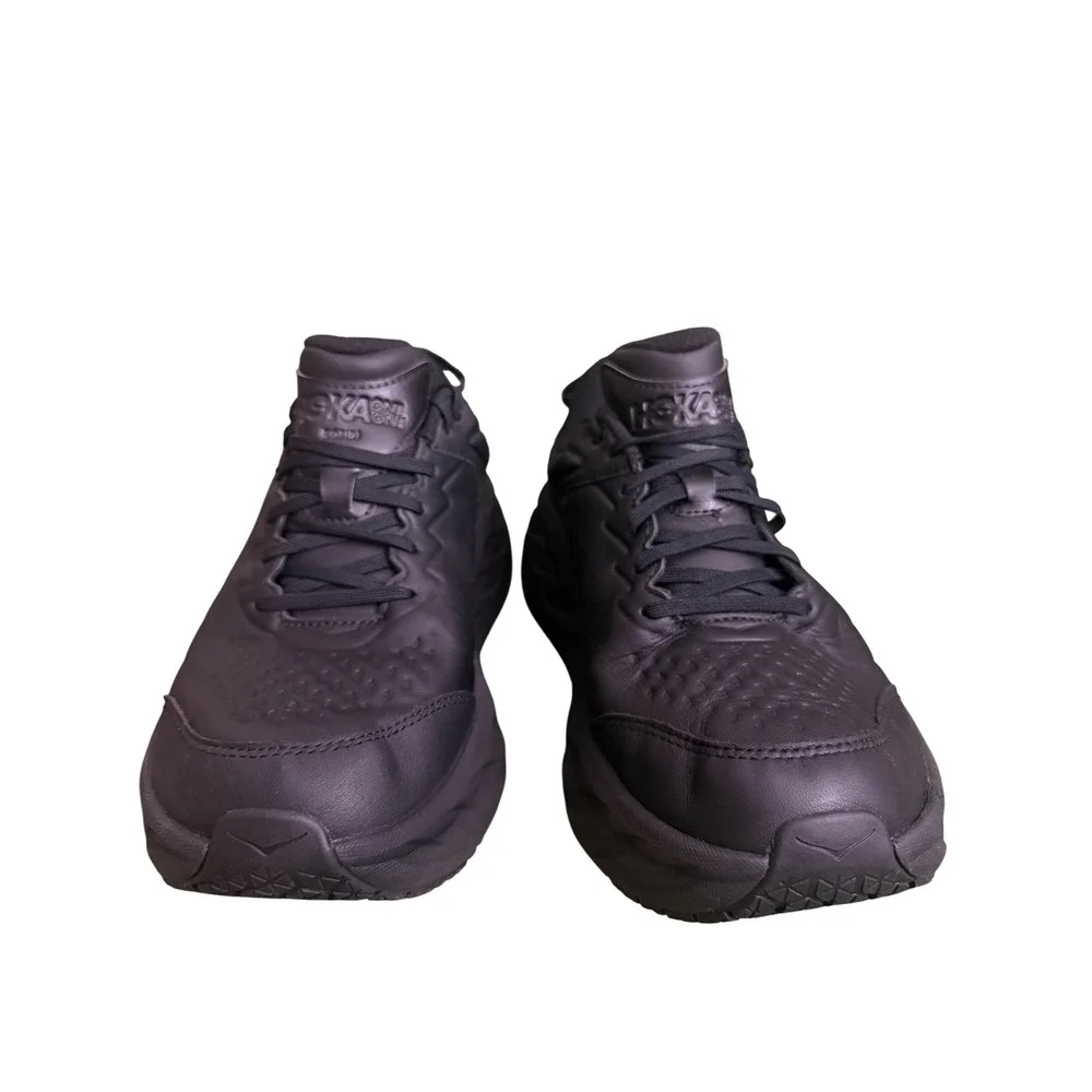 Hoka One One Bondi SR Black Leather Slip Resistant Walking Shoes 1110520 BBLC